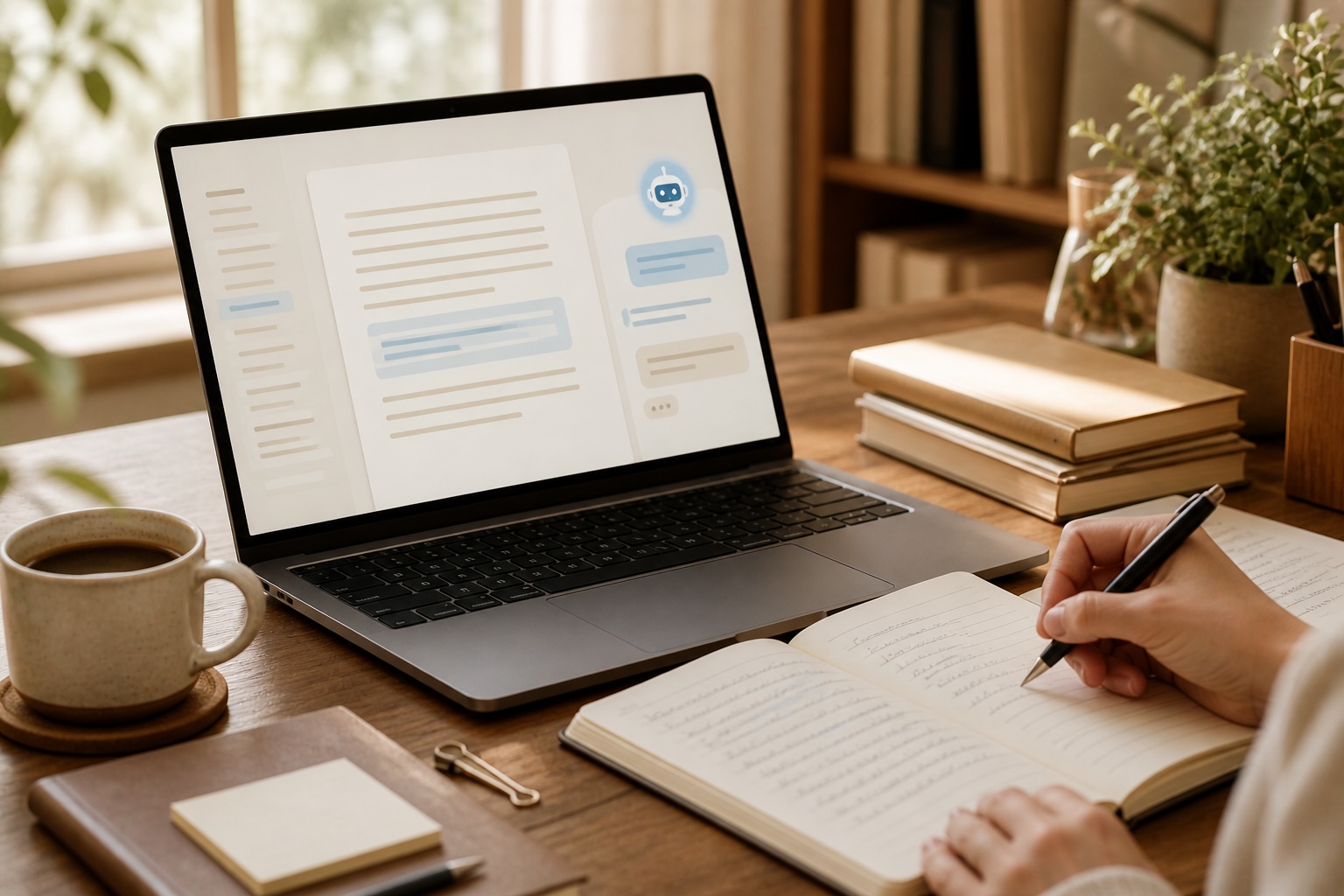 A writer collaborating with AI tools