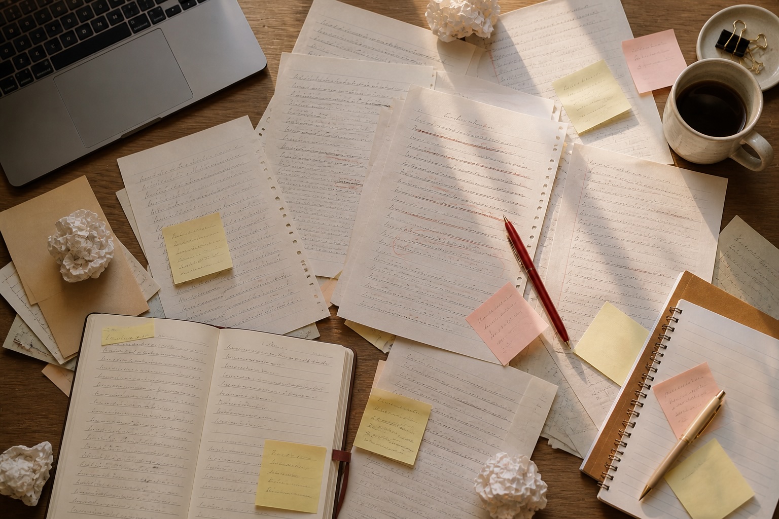 Scattered handwritten notes
